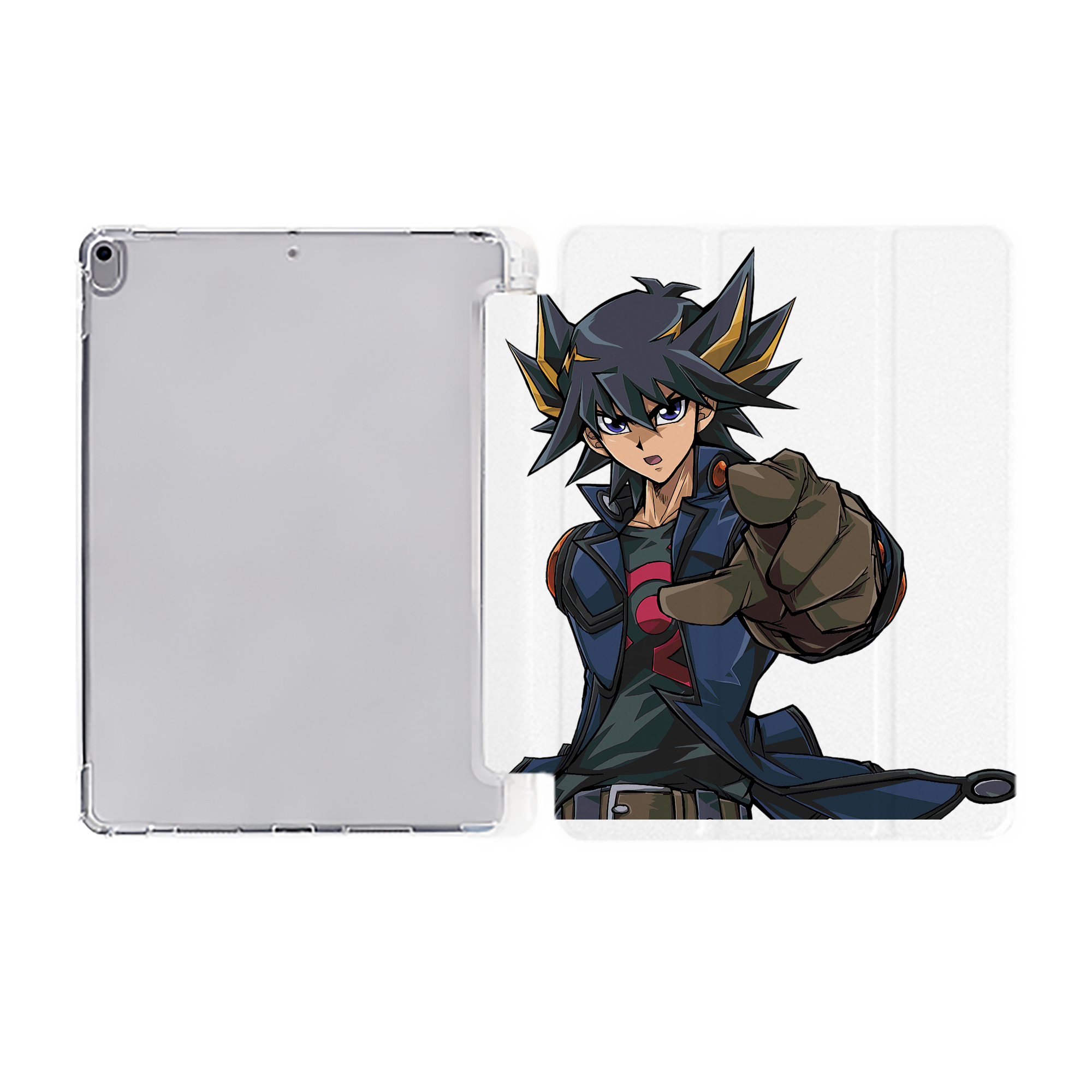 （画像用） 遊☆戯☆王 Yu-Gi-Oh! IPad ケース ペン収納付き 三つ折りスタンド PUレザー×シリコン 対応機種9.5/10.5/10.9インチ
